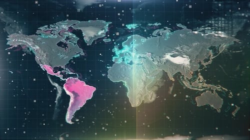 Futuristic Digital World Map Global Network Connection Animation
