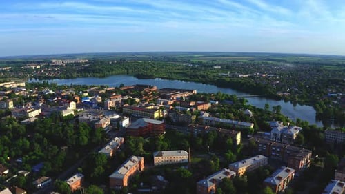 Aerial View At Sunset In The City Of Berdychiv, Ukraine