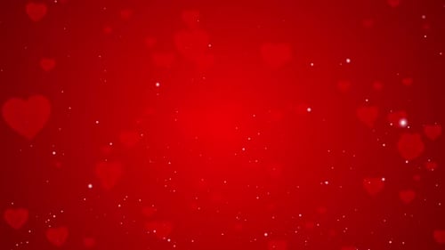 Floating Red Hearts and Sparkling Particles Romantic Background Animation