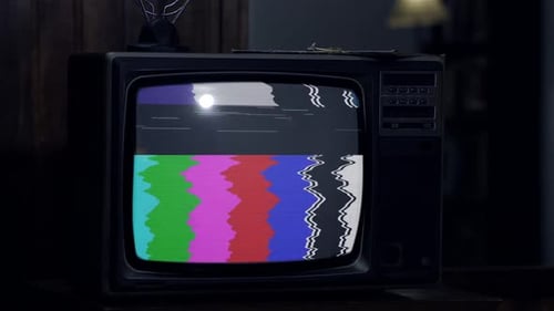 Retro TV with Static Noise and Color Bars. Night Tone.