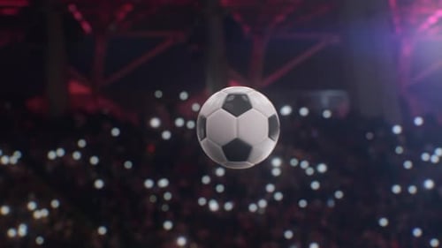 3D Animated Soccer Ball with Rotating Motion in Stadium