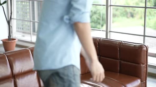 young man person relaxing after work, office business worker lifestyle, sleepy and relieve stress