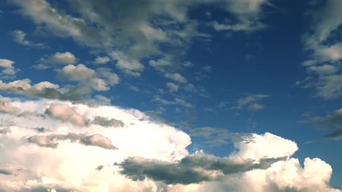 Clouds Billowing in Vivid Blue Sky