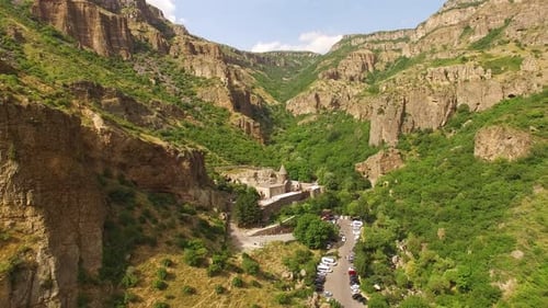 Aerial view of the Geghard Monastery in Armenia.