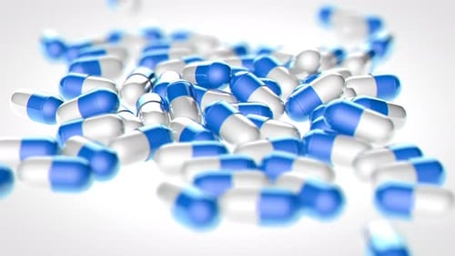Pharmazeutische Pillen Blau und Weiß