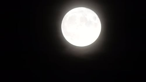 Close Up Footage of a Bright Full Moon