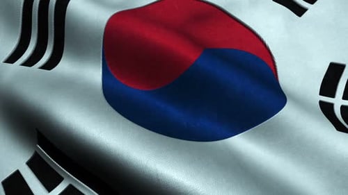 Waving South Korea Flag Seamless Loop