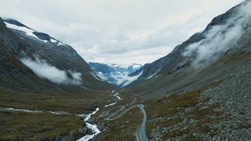 Scenic Aerial Drone View on Empty Serpentine Road