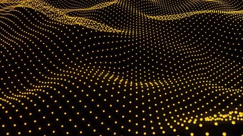 Abstract Digital Wave Field of Glowing Particles