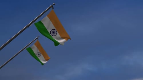 Realistic Indian Flag Waving Against Blue Sky
