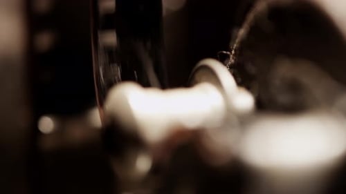 Close-Up of Mechanical Machine Components