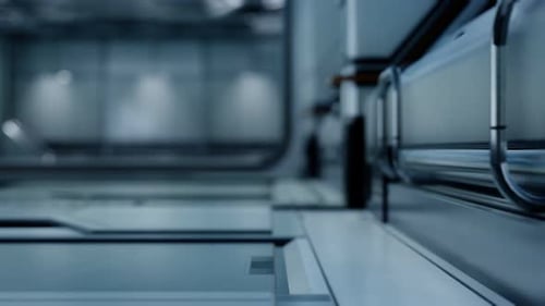 3D Rendering of Realistic Sci-fi Spaceship Corridor