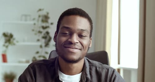 Smiling Young Adult Close Up at Home