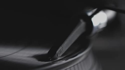 Spinning Vinyl Record Needle Close Up