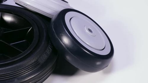Plastic Wheels Dolly Shot on White Background