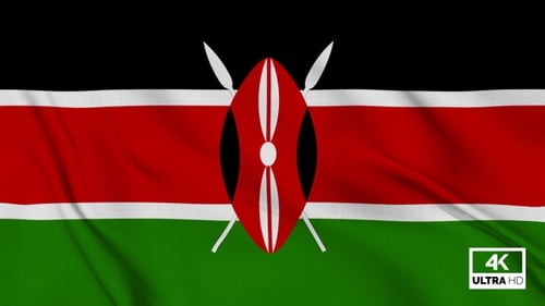 Kenya National Flag Realistic Waving Loop
