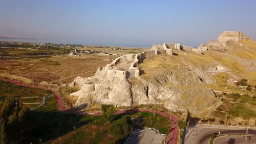 Historical Eastern Fortress, Van Castle on Rocky Hill and Mosques
