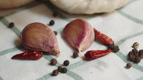 Garlic and Pepper Ingredients. Latin American Mexican Traditional Food