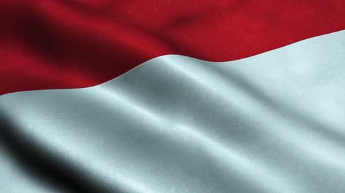 Waving Red and White Flag Fabric Background Loop