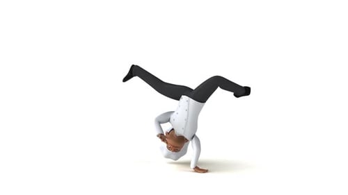 3D Cartoon Chef Character Dancing and Performing Handstand