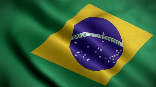 Seamlessly Looping Waving Flag of Brazil