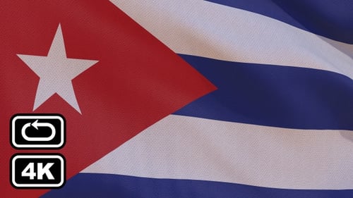 Realistic Cuban Flag Waving Seamless Loop