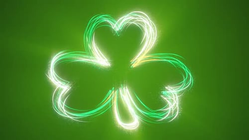 Glowing Fluid Shamrock Line Art Animation