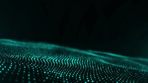 Abstract Digital Wave Background Animation with Glowing Particles