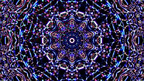 Glowing Abstract Neon Light Kaleidoscope Loop Animation