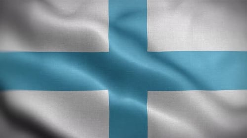 Realistic Waving Flag Animation with Blue Cross Design