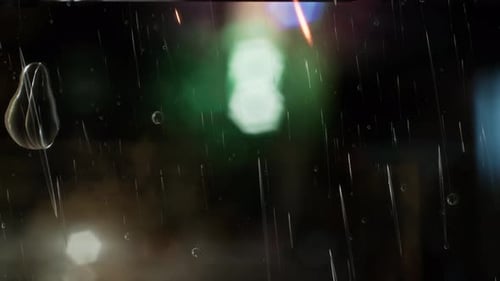 Urban Scene at Rainy Night with Bokeh Lights