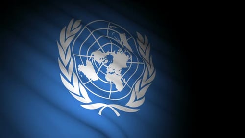 Animated United Nations Flag Waving in Blue