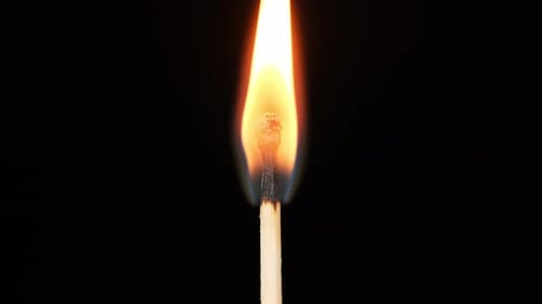 Close Up of a Burning Matchstick Flame