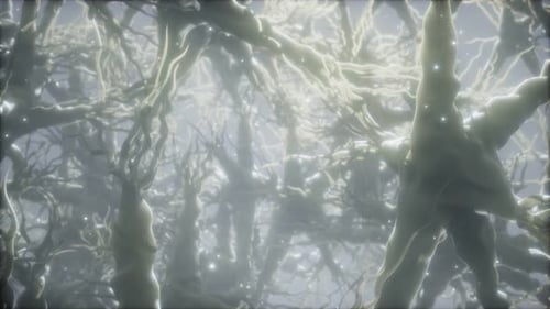 Abstract Digital Brain Neuron Network Activity Animation