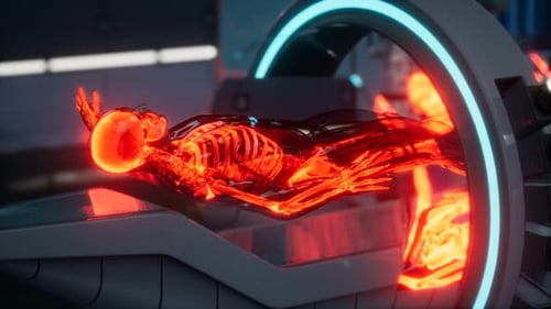 Human Skeleton Bones Scan Exam in Lab