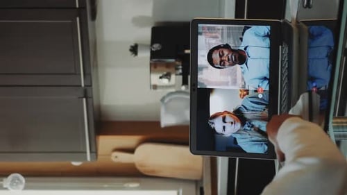 Multiracial Colleagues Working Home on Quarantine By Making Common Video Call By Computer
