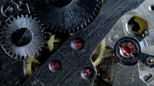 Watch Mechanism Macro loop.Old Vintage Clock Mechanism Working