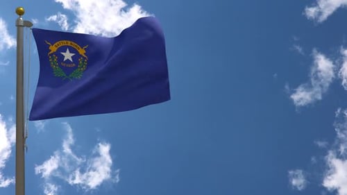 Nevada State Flag Waving in Realistic Blue Sky Animation