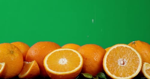 For Fresh Oranges Falling Water Drops