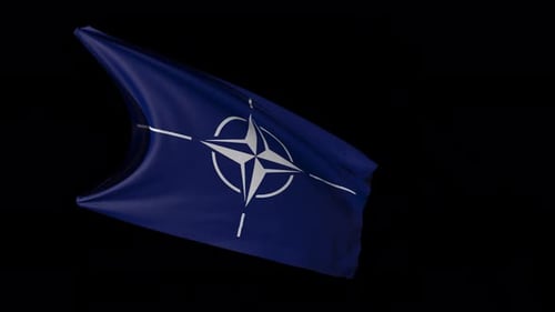 Realistic Waving NATO Flag Animation on Black Background