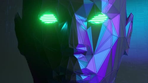 Abstract Polygonal Human Face Artificial Intelligence Concept