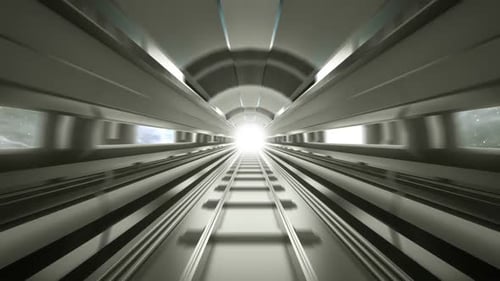 Boucle de tunnel ferroviaire futuriste à grande vitesse