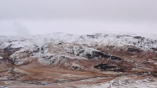 Drone Flight Over Dramatic Mountain Landscape