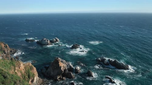 Aerial View of the Beautiful Coast of the USA, California, Cinematic Seascape