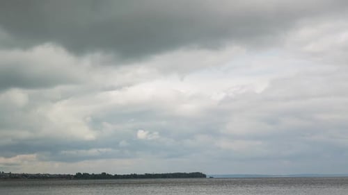 Cloudy Weather Over The River, Autumn, Time Lapse