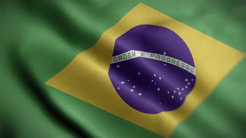 Realistic Brazil Flag Waving Animation