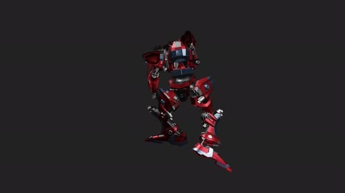 3D Animated Red Robot Transforming Vehicle Animation