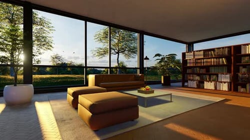 Modern Living Room With Nature View