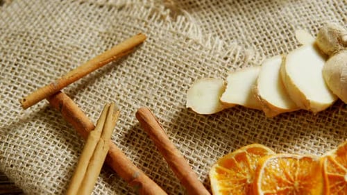 Close Up of Citrus and Spices for Food