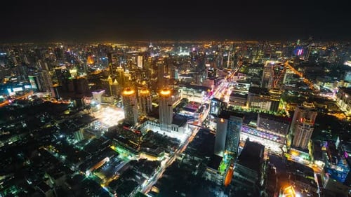 time lapse of Bangkok city downtown and road traffic at night of Thailand , Cityscape